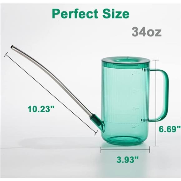 Small Watering Can w/ Long Spout for Flowers, Succulents 34oz - Picture 3 of 7